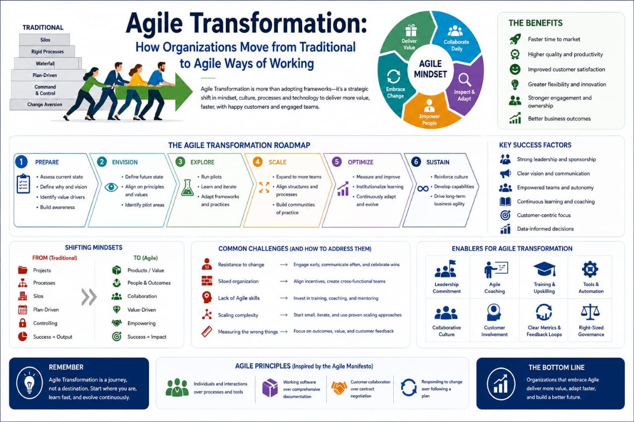 Agile Transformation: How Organizations Move from Traditional to Agile Ways of Working
